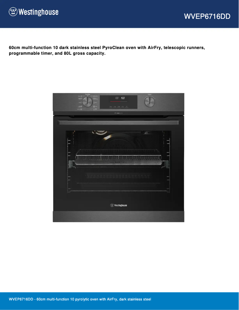 Page n°1 - Fiche technique Westinghouse WVEP6716DD