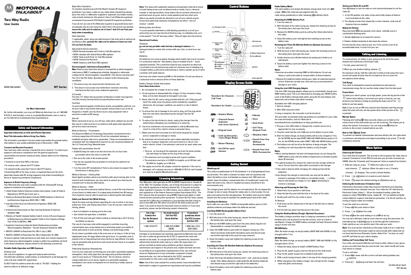 Page 1 de la notice Manuel utilisateur Motorola MT352TPR