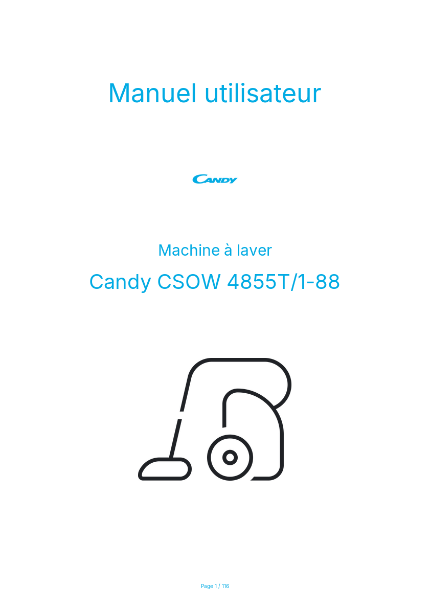 Page n°1 - Manuel utilisateur Candy CSOW 4855T/1-88