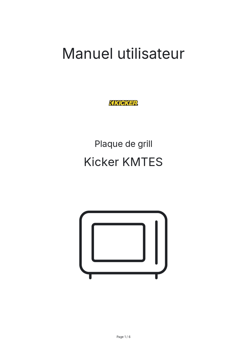 Page n°1 - Manuel utilisateur Kicker KMTES