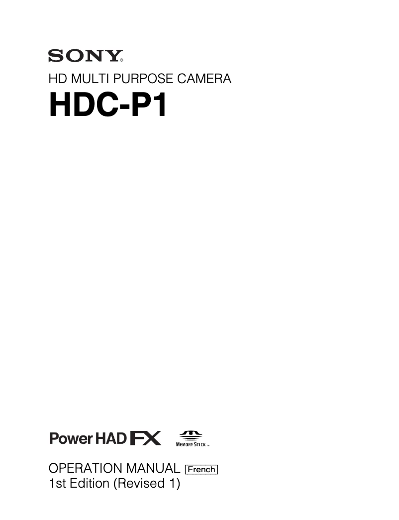 Page n°1 - Manuel utilisateur Sony HDC-P1