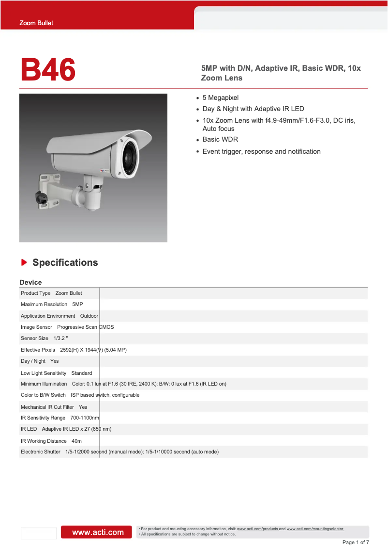 Image de la première page du manuel de l'appareil B46