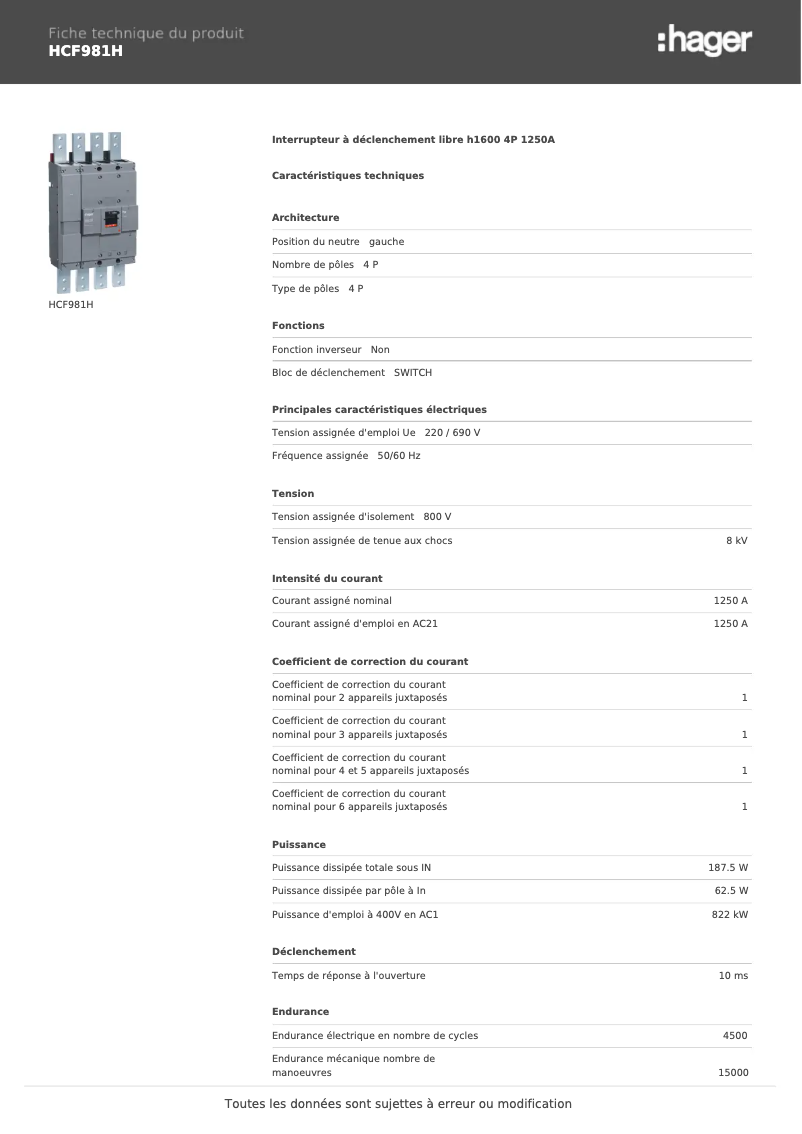 Image de la première page du manuel de l'appareil HCF981H