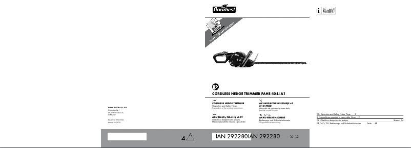 Page 1 de la notice Manuel utilisateur Florabest FAHS 40-Li A1