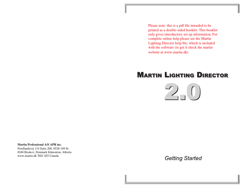 Page n°1 - Manuel utilisateur Martin Lighting Director 2.0