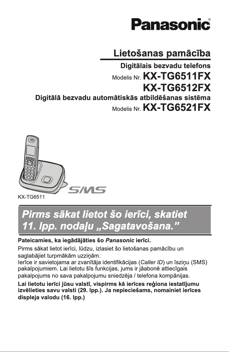 Image de la première page du manuel de l'appareil KX-TG6521FX
