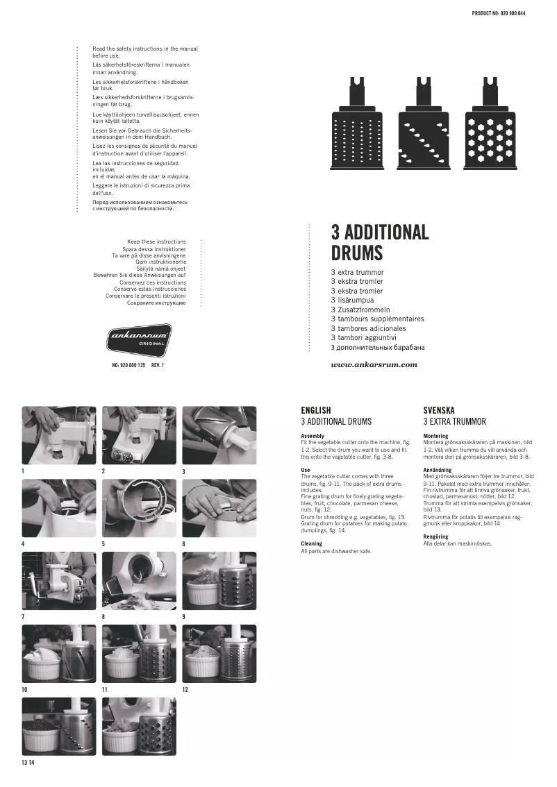 Page 1 de la notice Manuel utilisateur Ankarsrum 3 Additional Drums