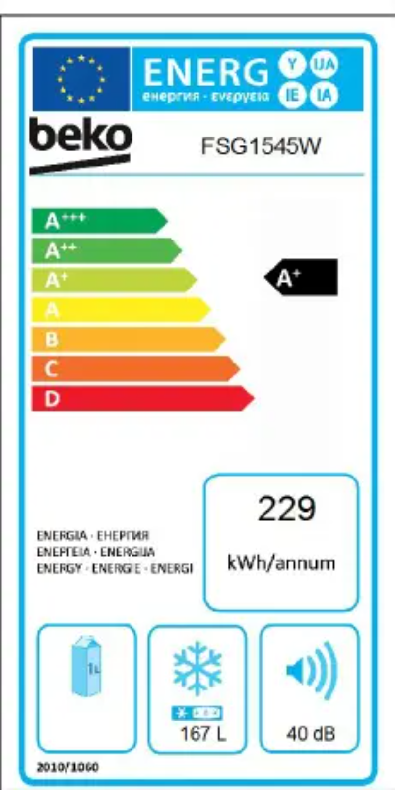 Page n°1 - Label énergétique Beko FSG 1545