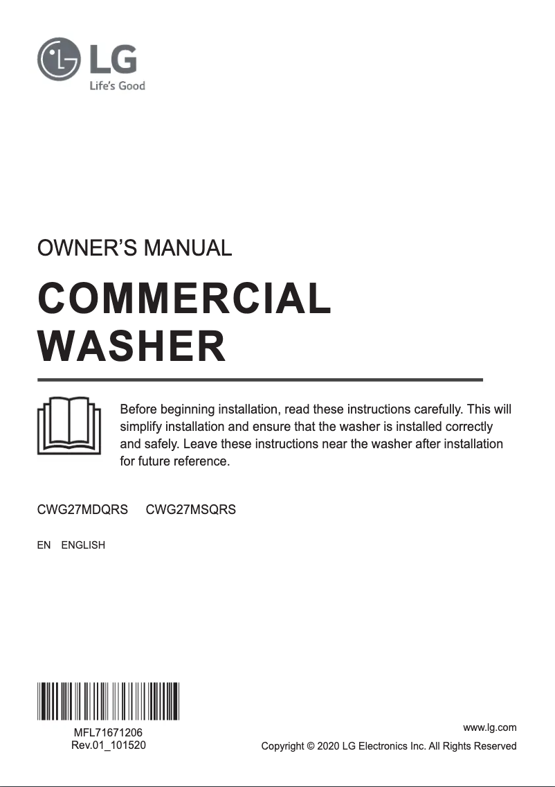 Image de la première page du manuel de l'appareil CWG27MSQRS