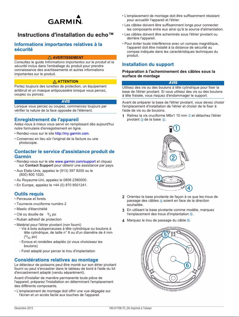 Page 1 de la notice Guide d'installation Garmin Echo 151