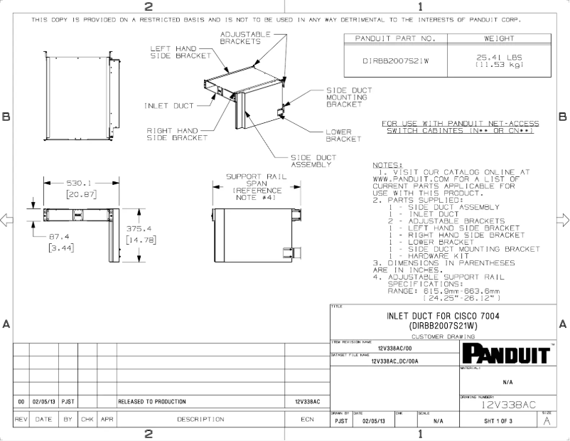 Page n°1 - Dessin technique Panduit DIRBB2007S21W