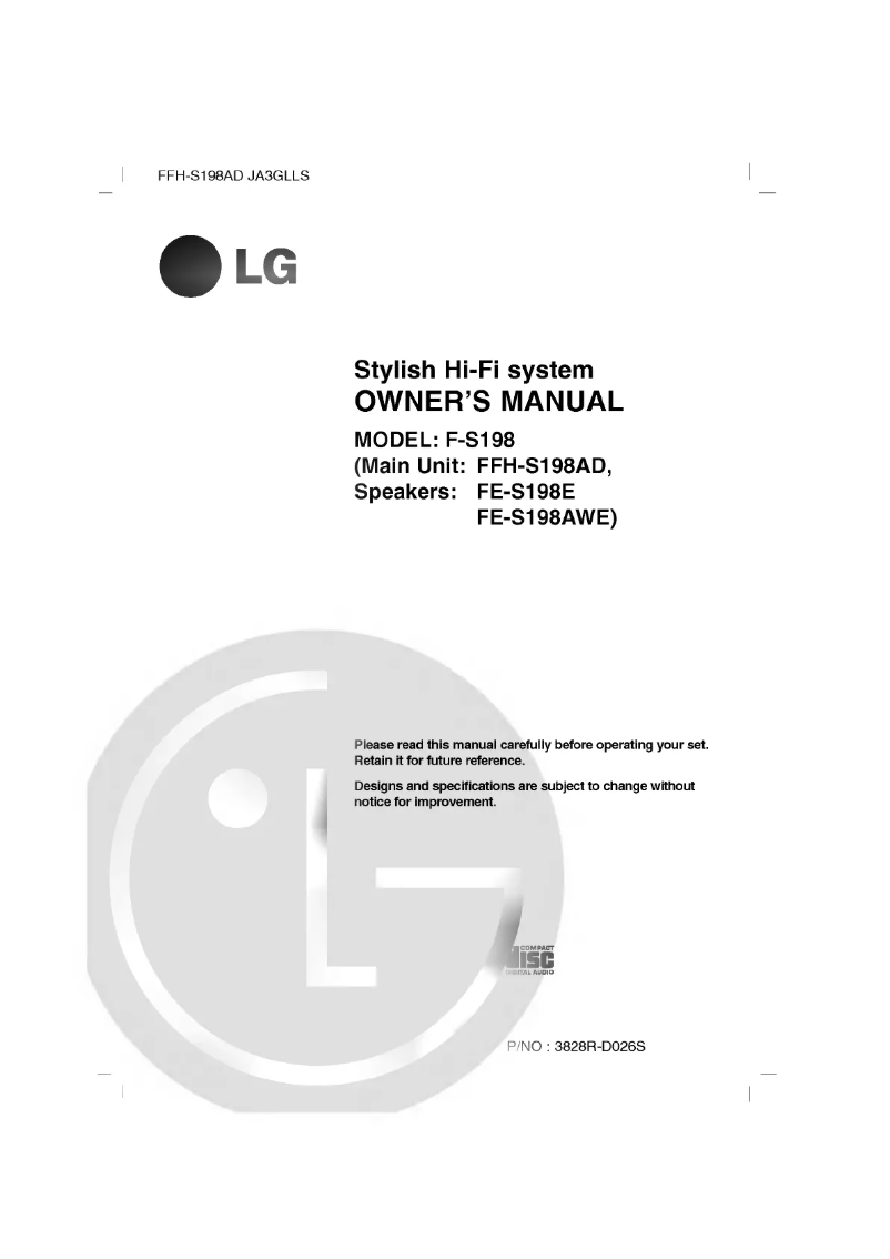 Page 1 de la notice Manuel utilisateur LG FFH-S198AD