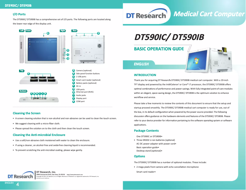 Page n°1 - Manuel utilisateur DT Research DT590IC