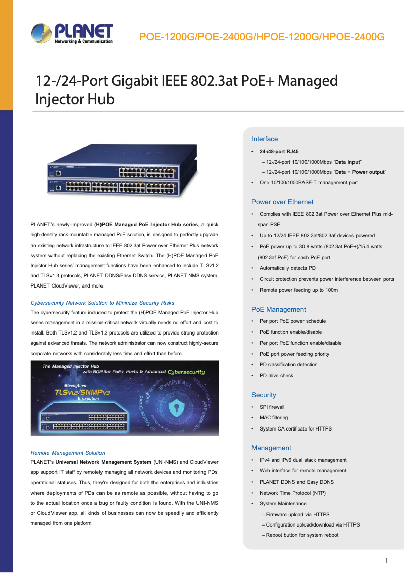 Image de la première page du manuel de l'appareil POE-2400G