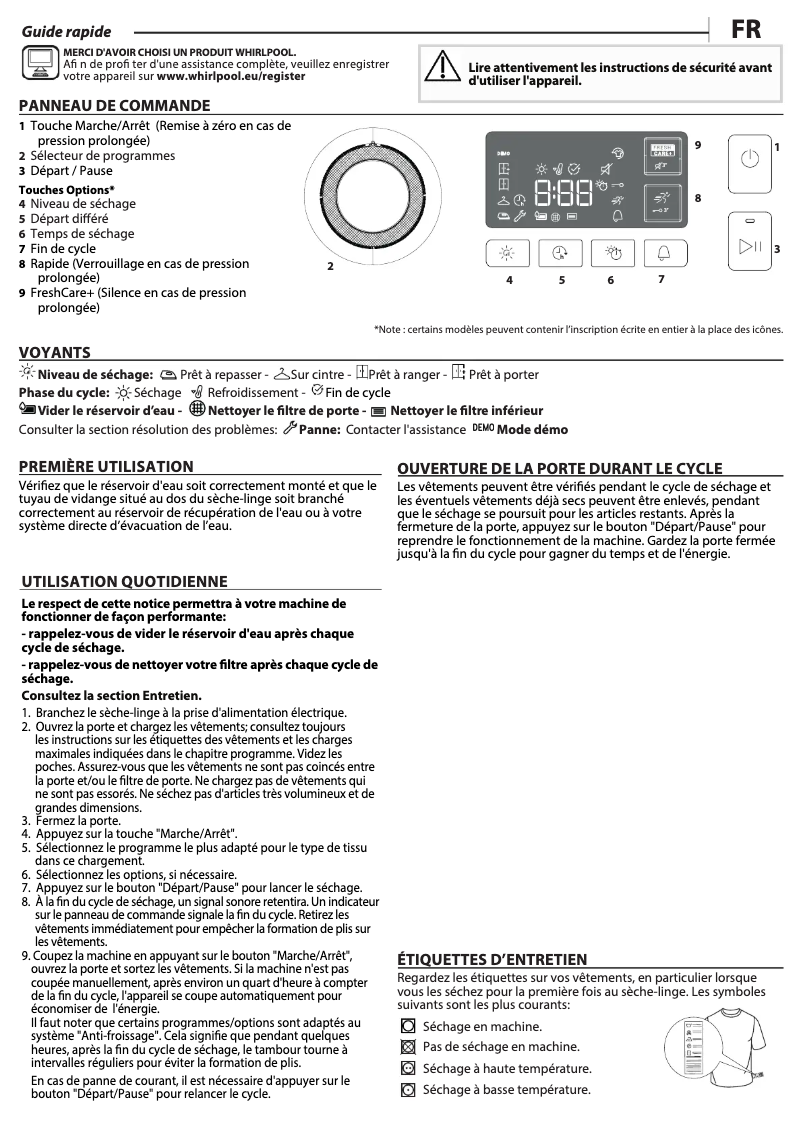 Page n°1 - Manuel utilisateur Whirlpool FFT CM11 8XB BE