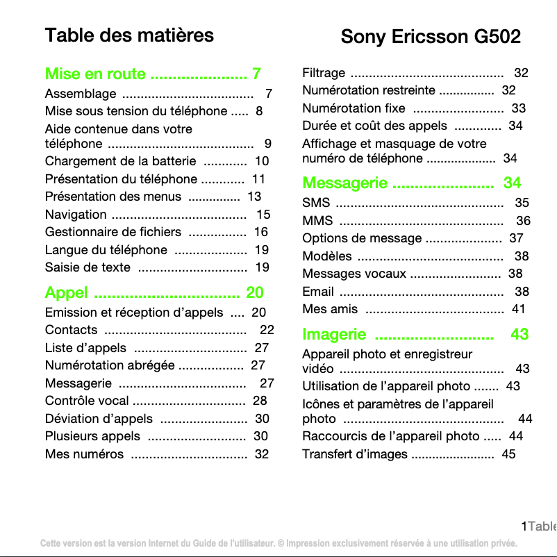 Image de la première page du manuel de l'appareil G502