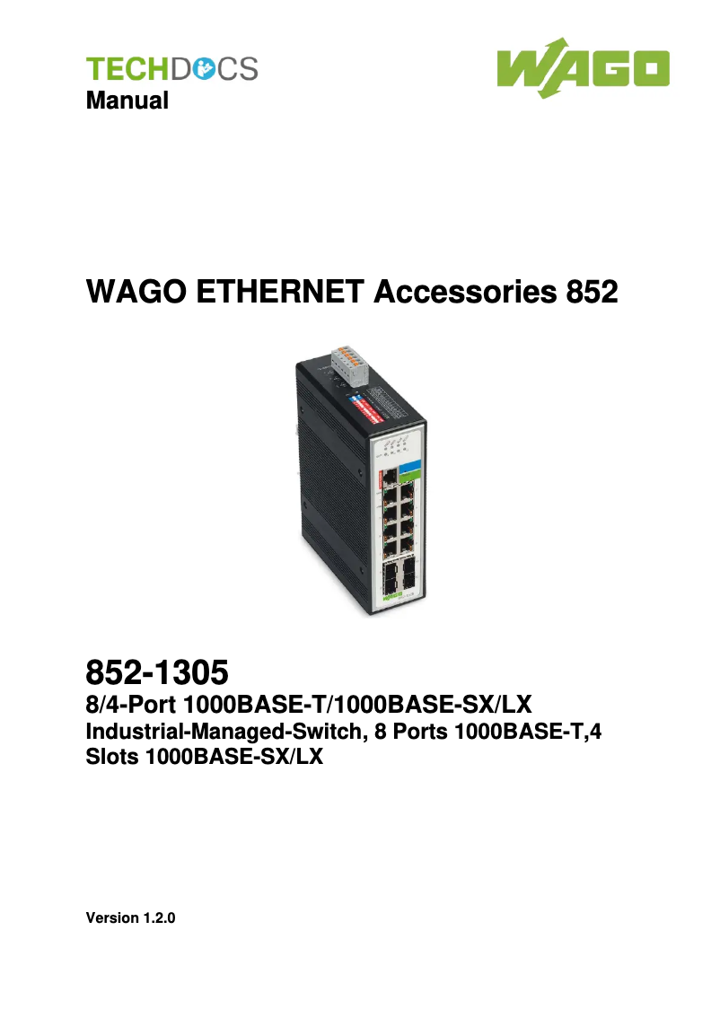 Page n°1 - Manuel utilisateur Wago 852-1305