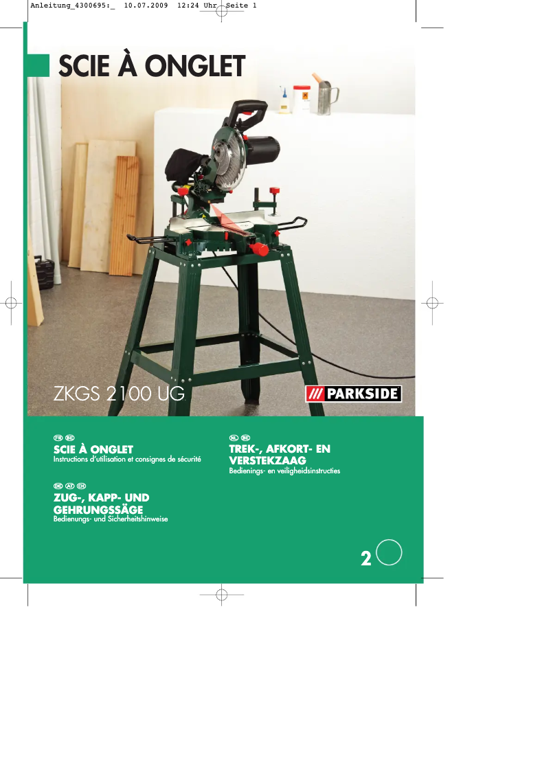 Page n°1 - Manuel utilisateur Parkside ZKGS 2100 UG