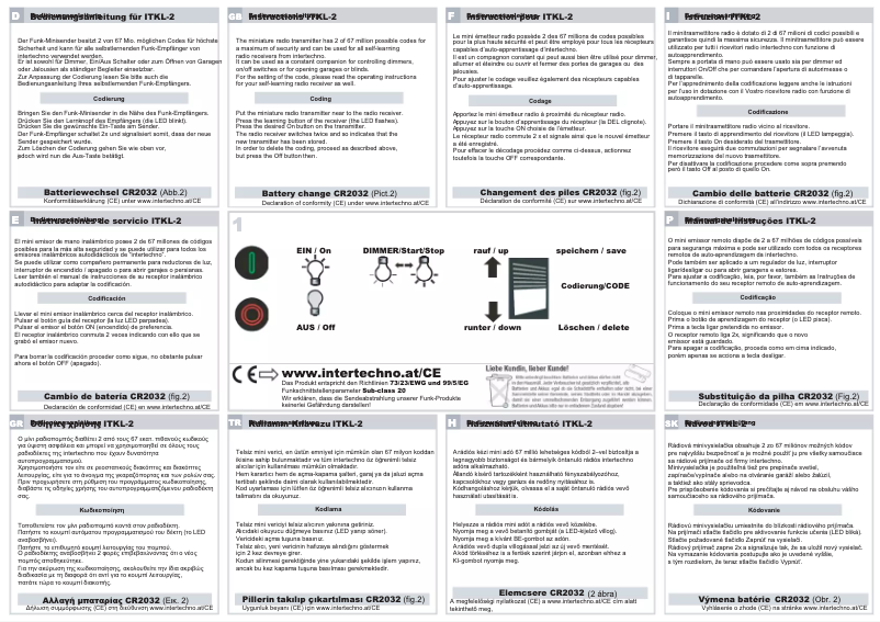 Page n°1 - Manuel utilisateur Intertechno ITKL-2