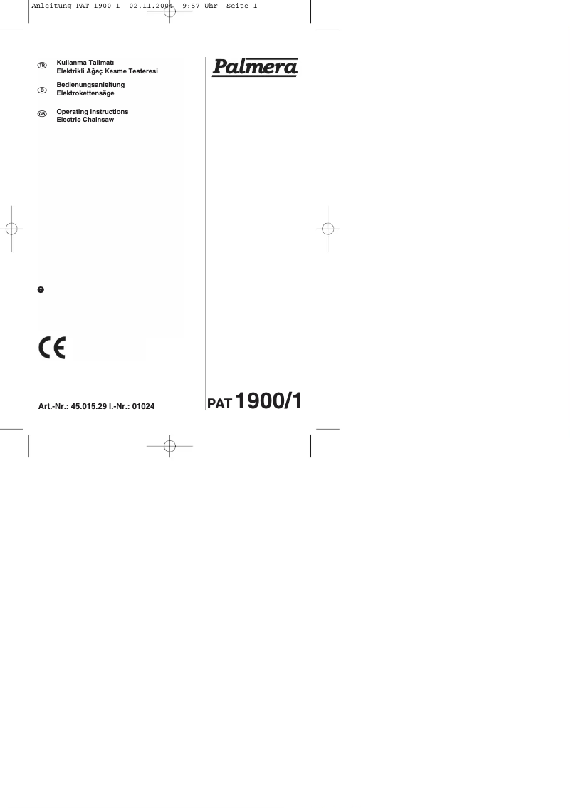 Página 1 del manual Manual de usuario Palmera PAT 1900