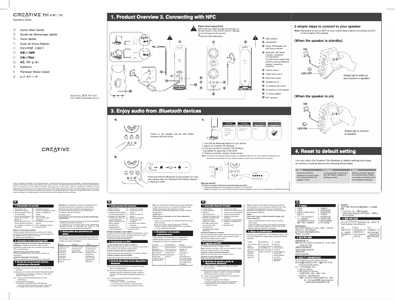 Page 1 de la notice Manuel utilisateur Creative T50 Wireless