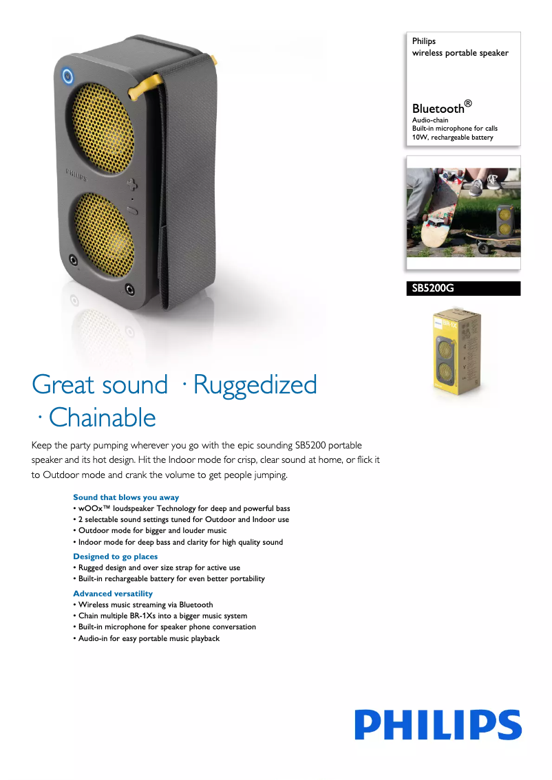 Page 1 of the manual Technical Sheet Philips SB5200G