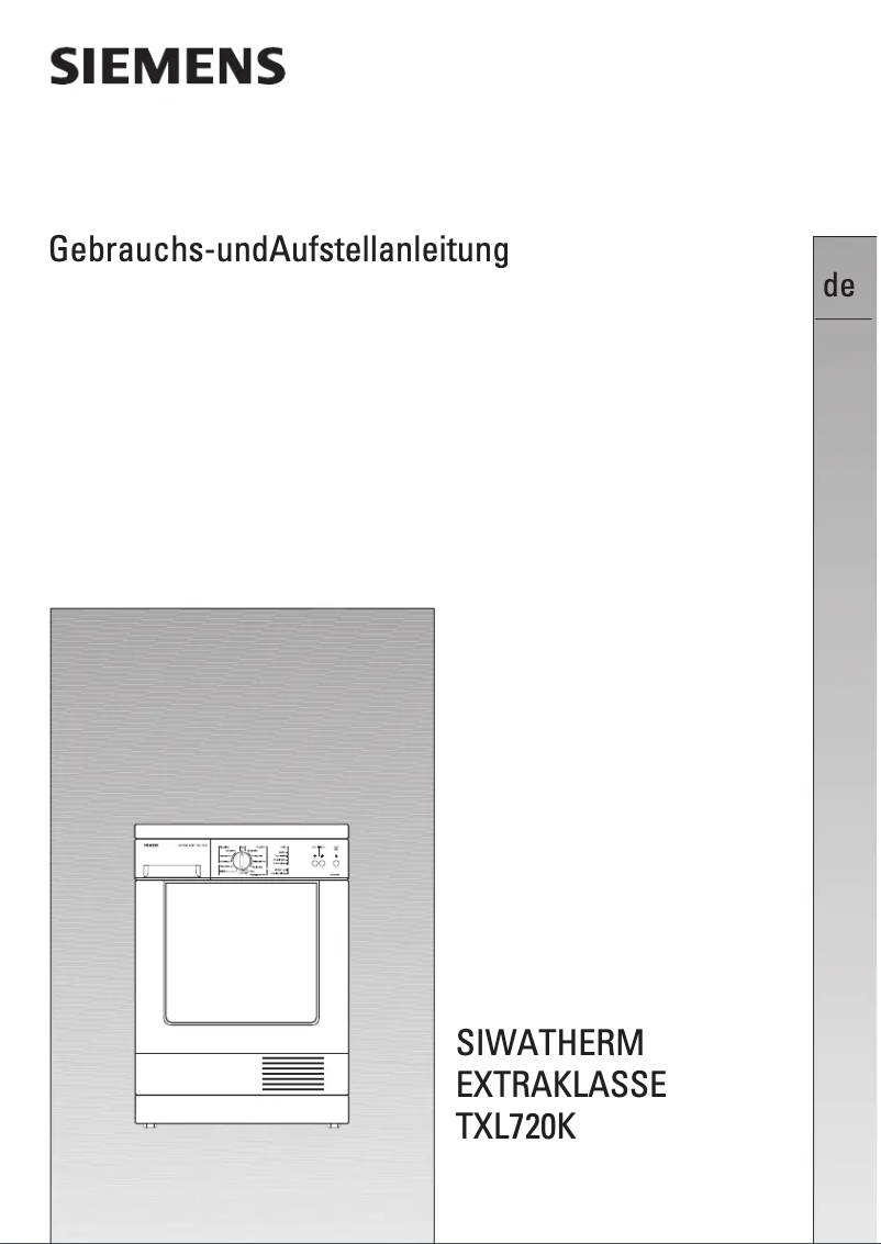 Page n°1 - Manuel utilisateur Siemens WTXL720K
