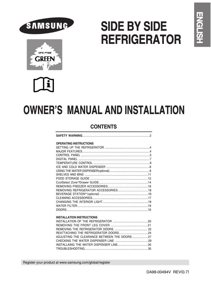 Page n°1 - Manuel utilisateur Samsung RS21JCSV
