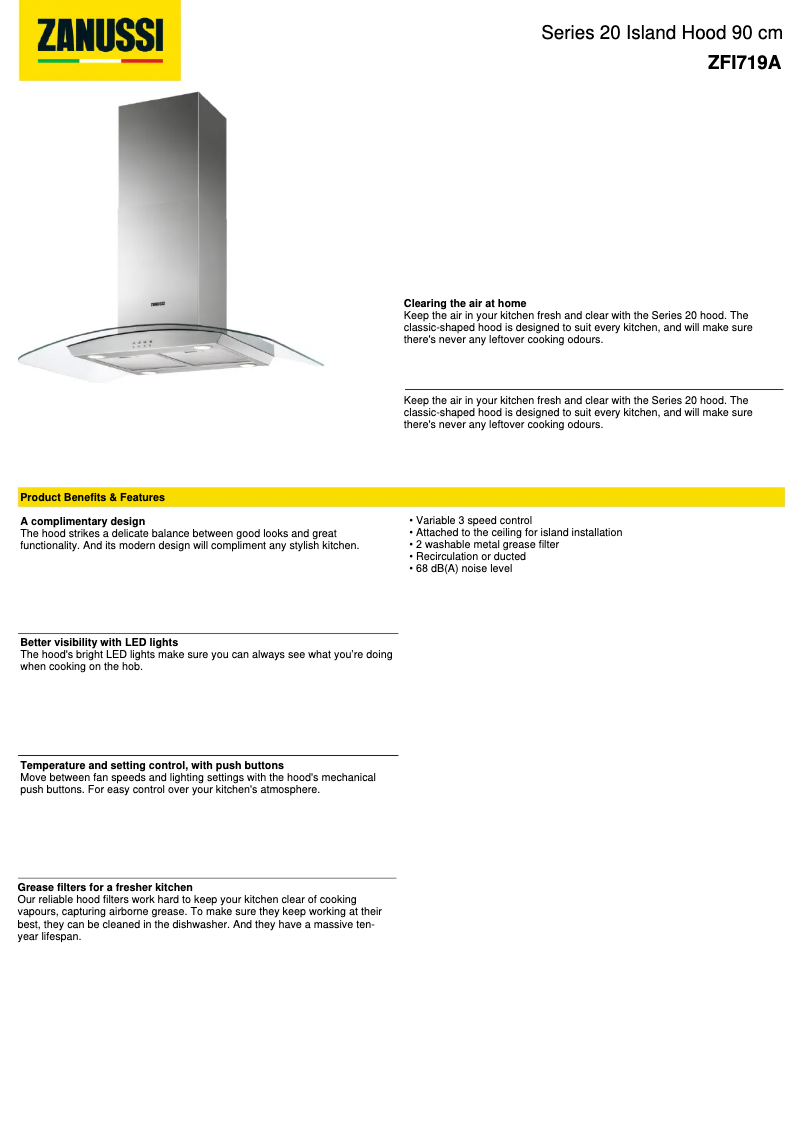 Image de la première page du manuel de l'appareil ZFI719A