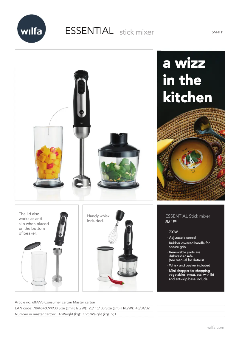 Page 1 de la notice Fiche technique Wilfa SM-1FP