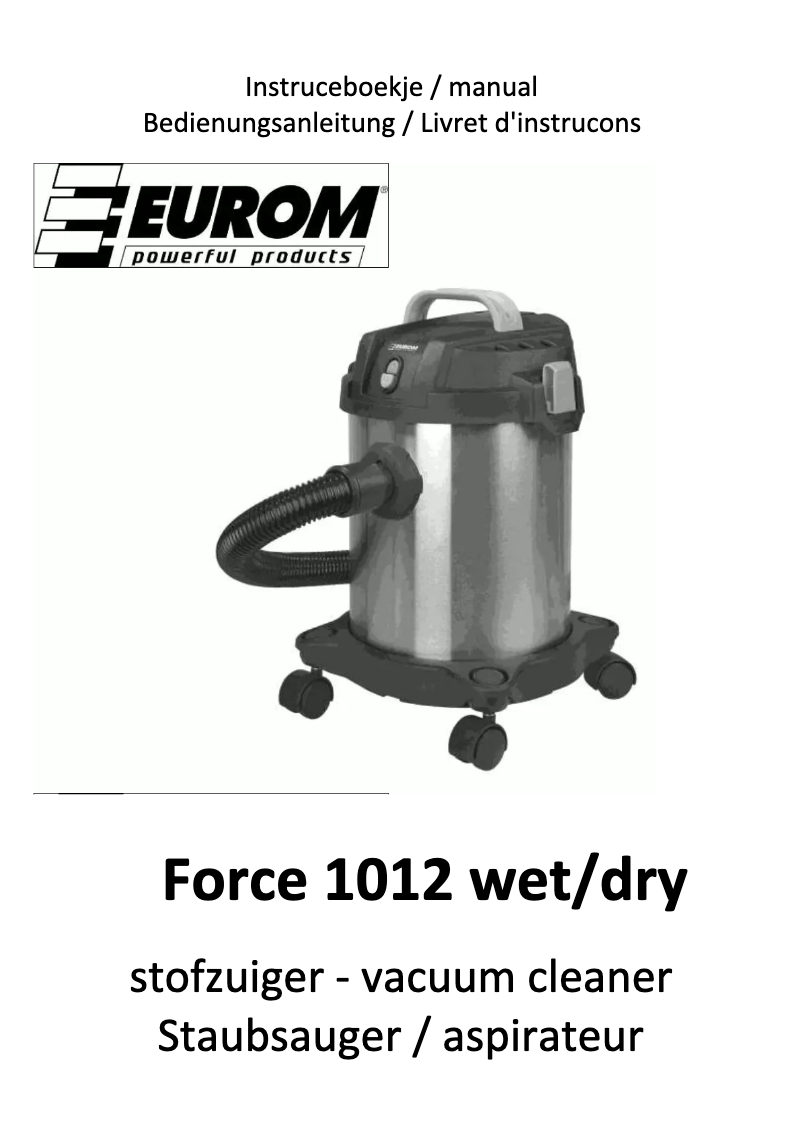 Page n°1 - Manuel utilisateur Euromac Force 1012