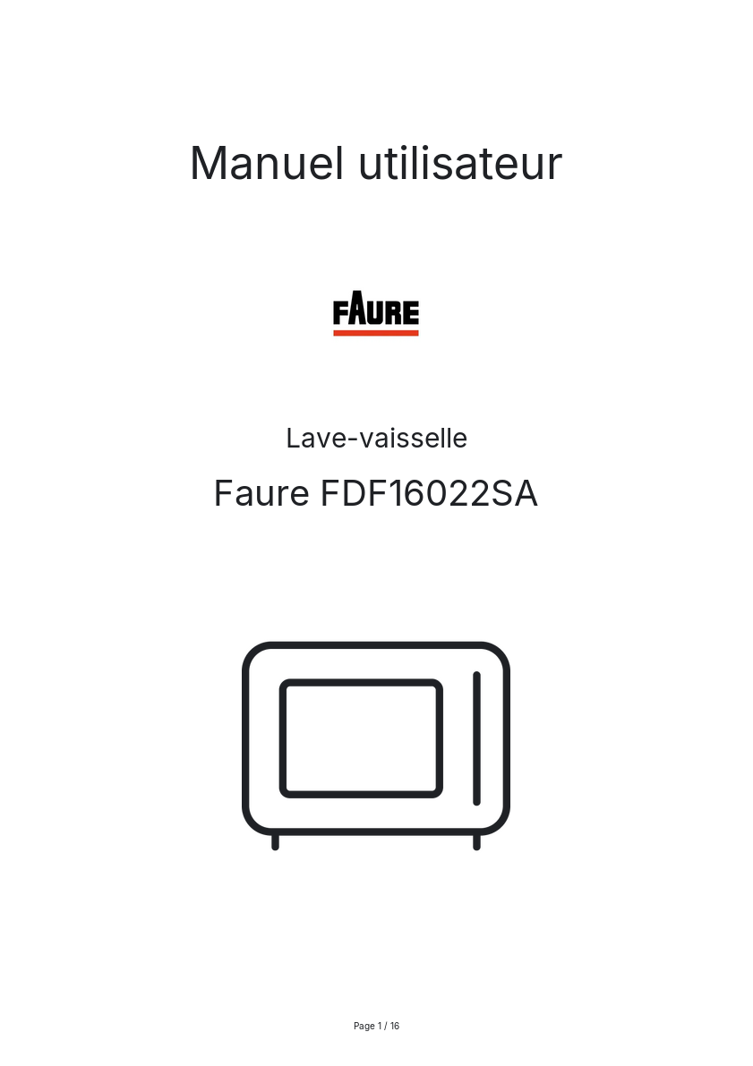 Page n°1 - Manuel utilisateur Faure FDF16022SA