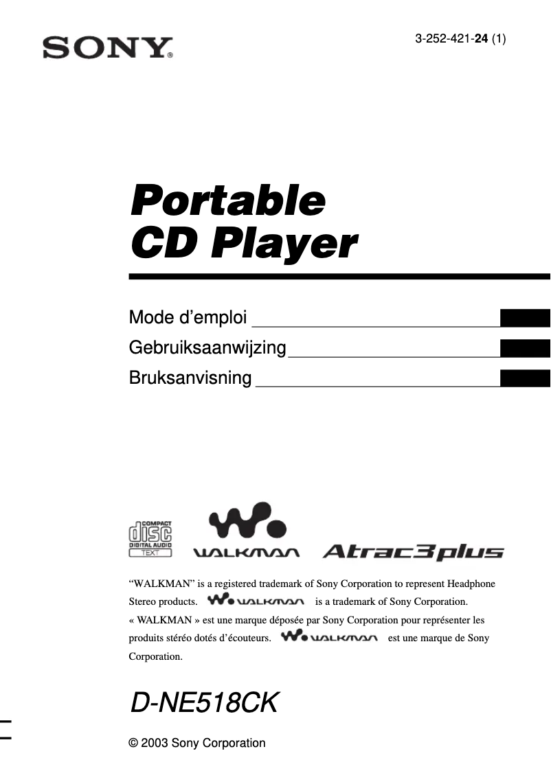 Image de la première page du manuel de l'appareil D-NE518CK