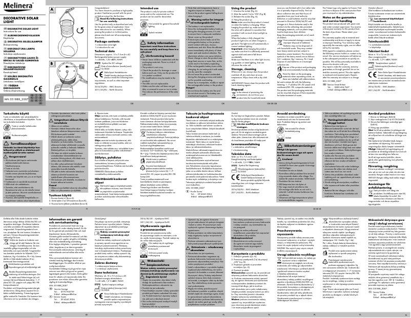Page n°1 - Manuel utilisateur Melinera IAN 351888