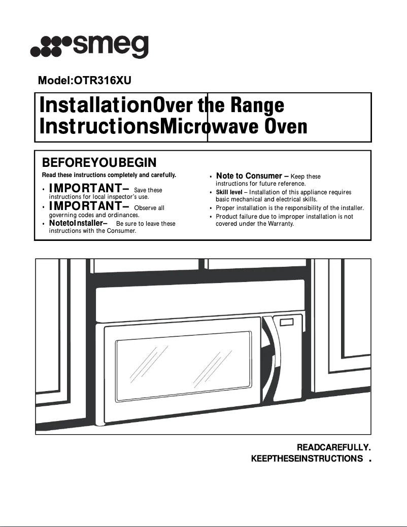 Page 1 de la notice Manuel utilisateur Smeg OTR316XU