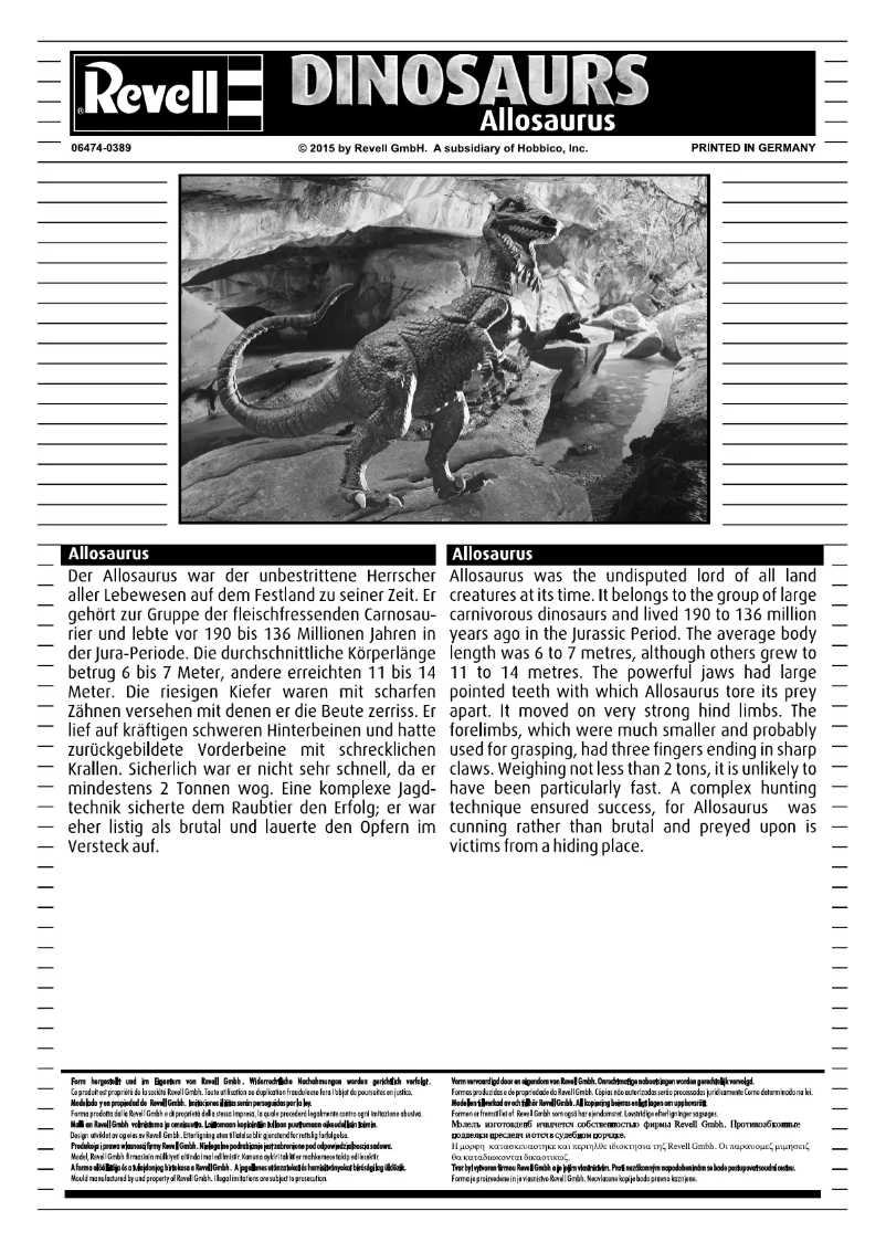 Page n°1 - Manuel utilisateur Revell Allosaurus