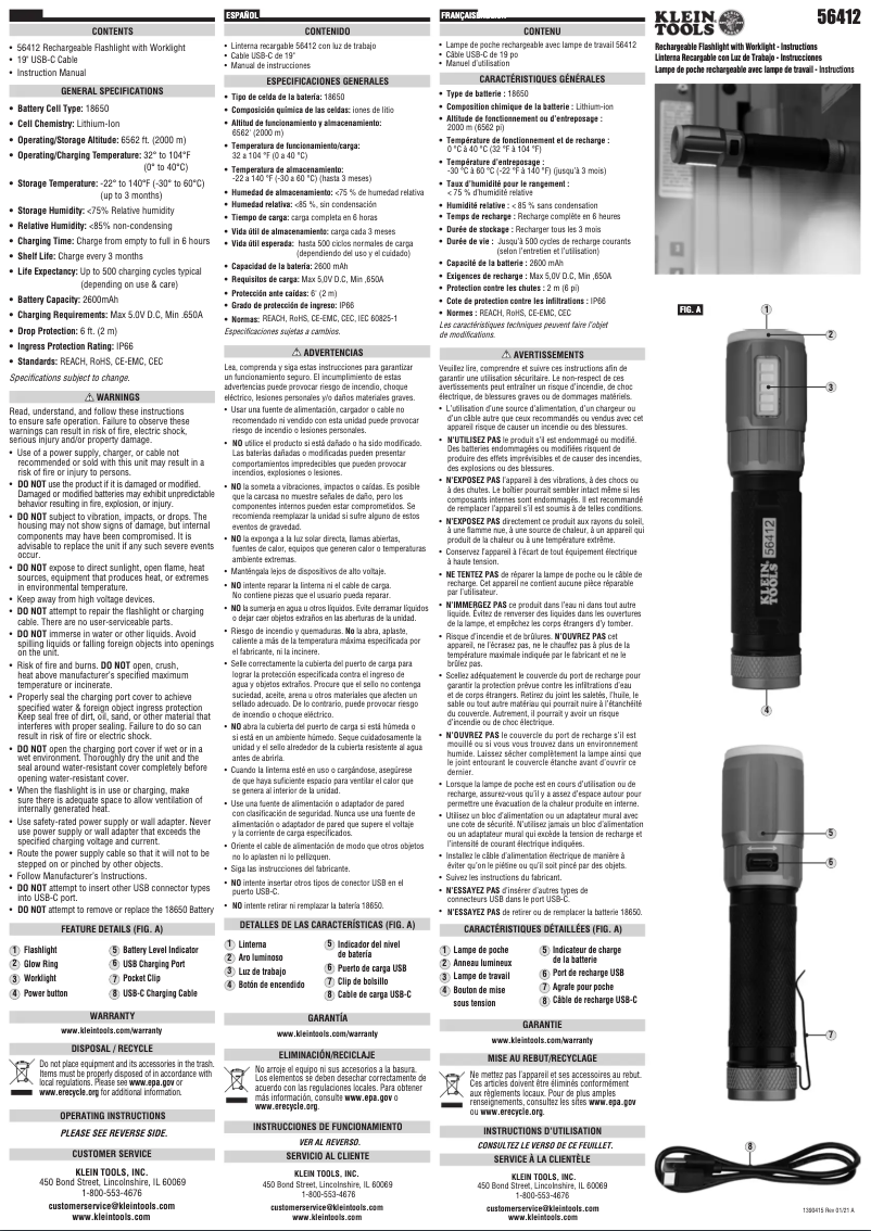 Page n°1 - Manuel utilisateur Klein Tools 56412