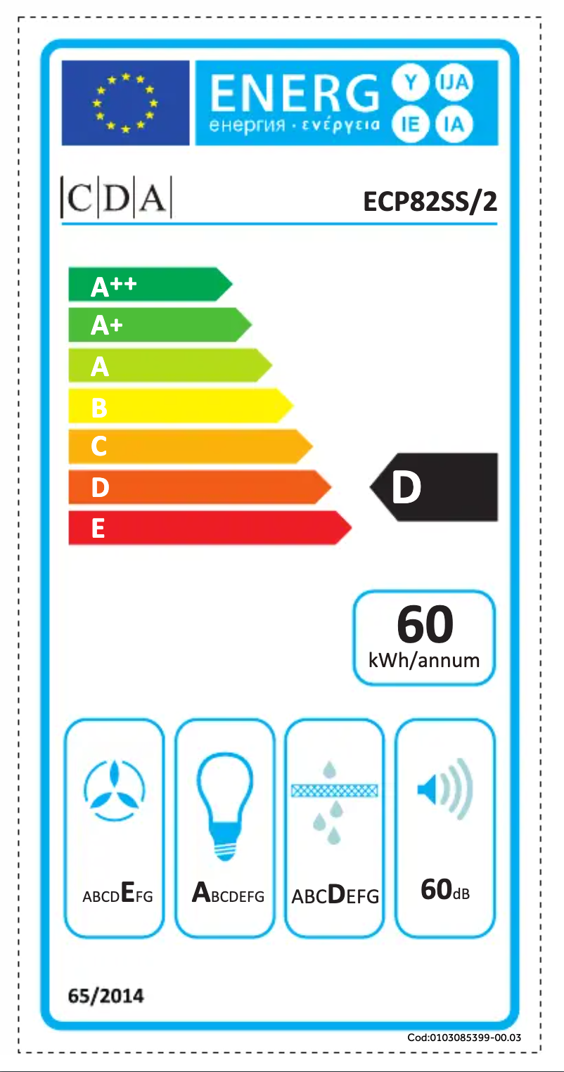 Page 1 de la notice Label énergétique CDA ECP82SS