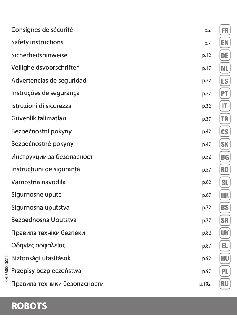 Page n°1 - Instructions / montage Tefal Freedom RG7133