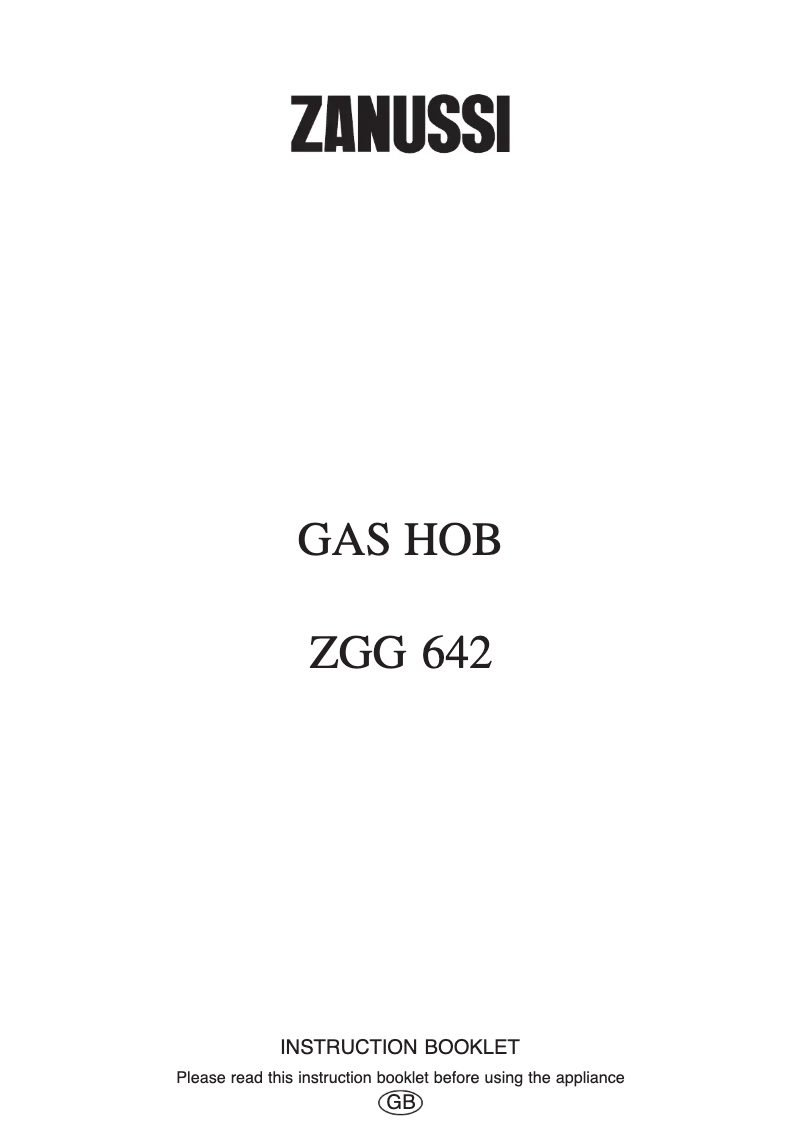 Image de la première page du manuel de l'appareil ZGG642CN