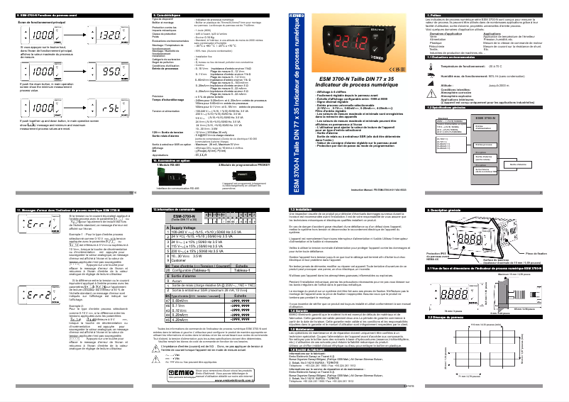 Image de la première page du manuel de l'appareil ESM-3700-N