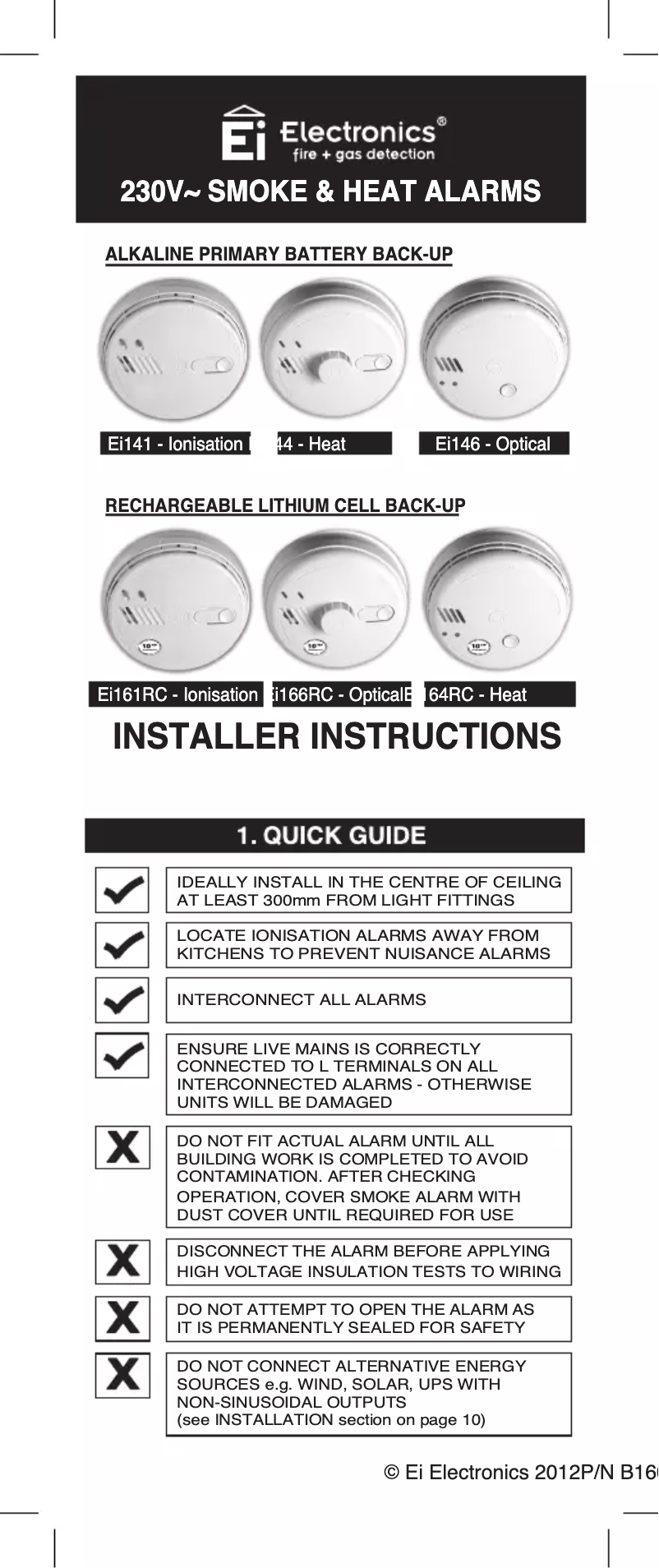 Image de la première page du manuel de l'appareil Ei161RC