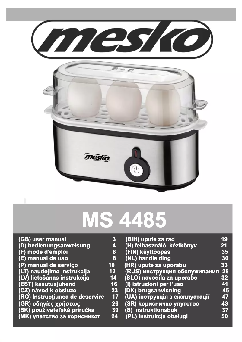 Page 1 de la notice Manuel utilisateur Mesko MS 4485