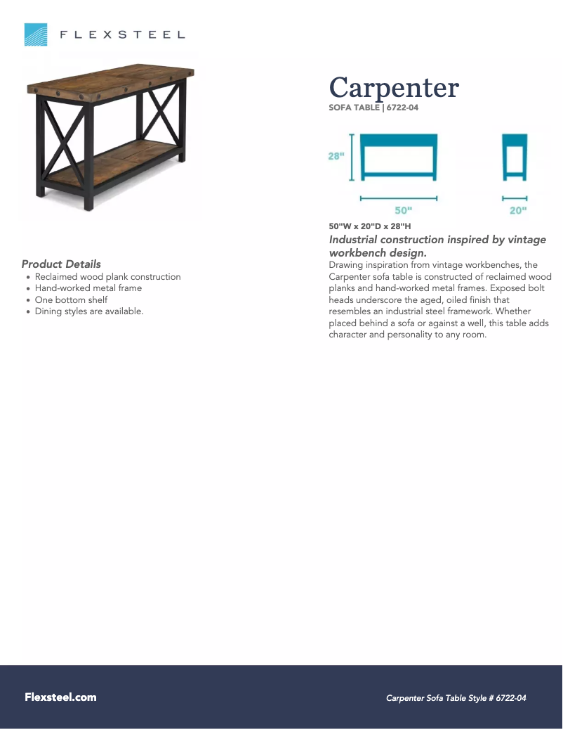 Page 1 de la notice Manuel utilisateur Flexsteel Carpenter 6722-04