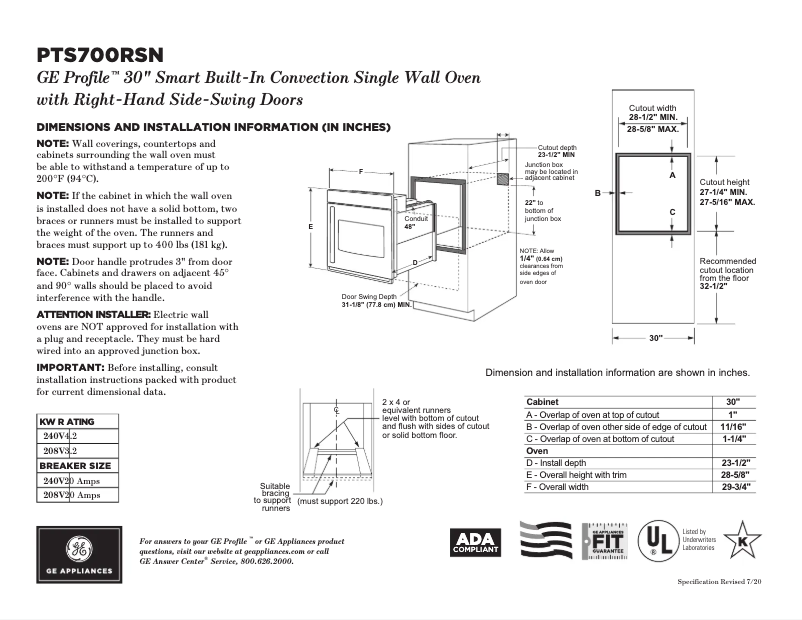 Image de la première page du manuel de l'appareil Profile PTS700RSNSS
