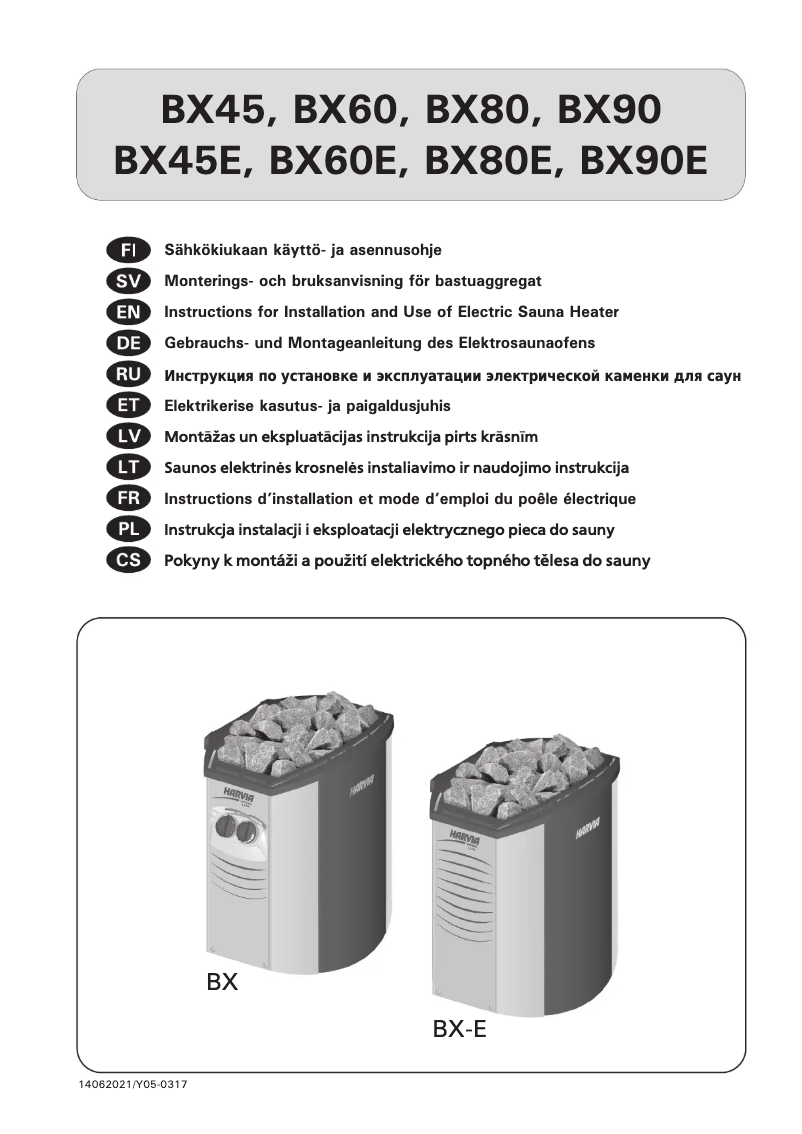 Page 1 de la notice Manuel utilisateur Harvia Vega Lux BX45