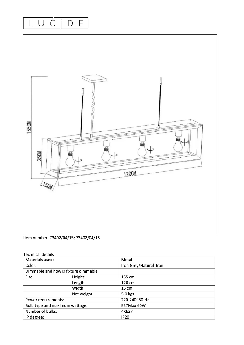 Image de la première page du manuel de l'appareil Thor 73402/04/18