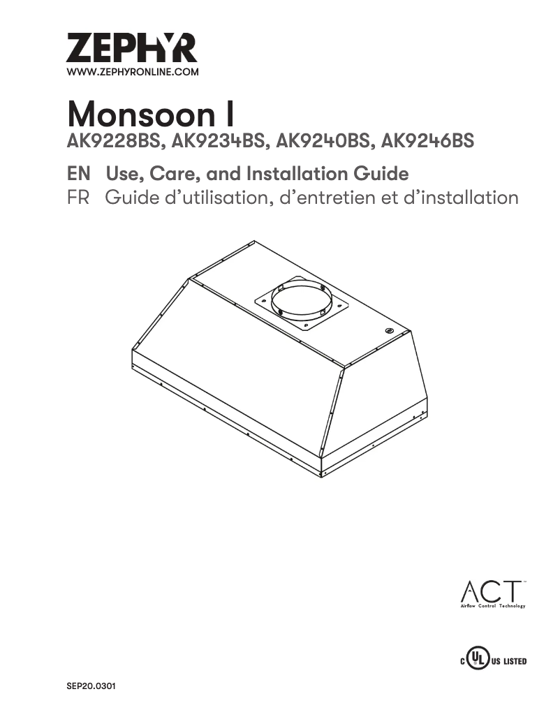 Page 1 de la notice Manuel utilisateur Zephyr Monsoon I AK9240BS