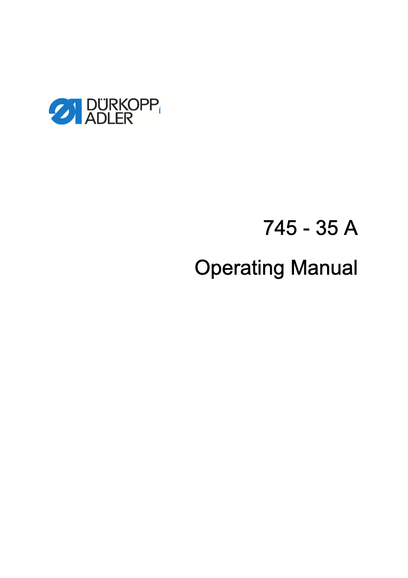 Page n°1 - Manuel utilisateur Dürkopp Adler 745-35