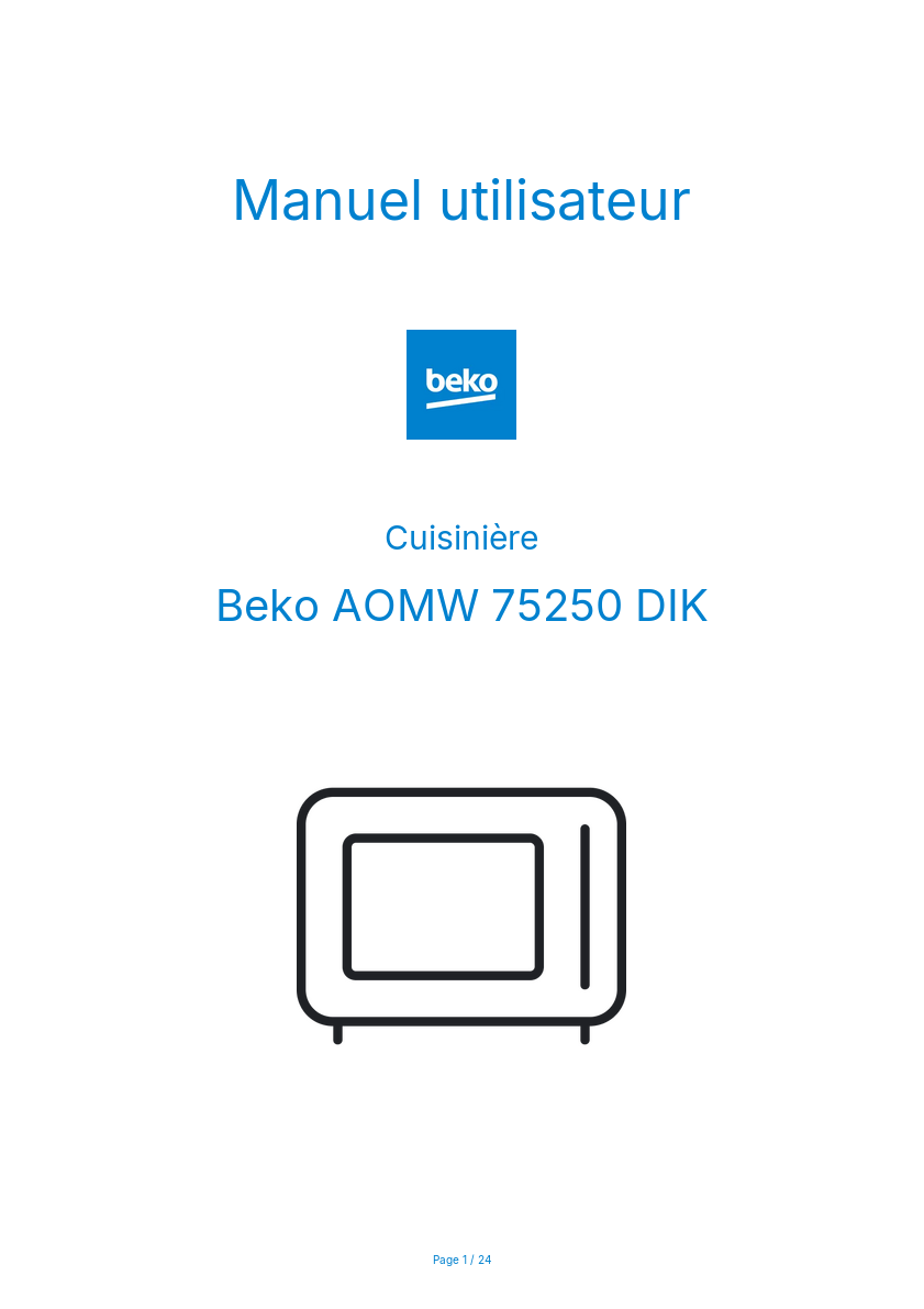 Page n°1 - Manuel utilisateur Beko AOMW 75250 DIK